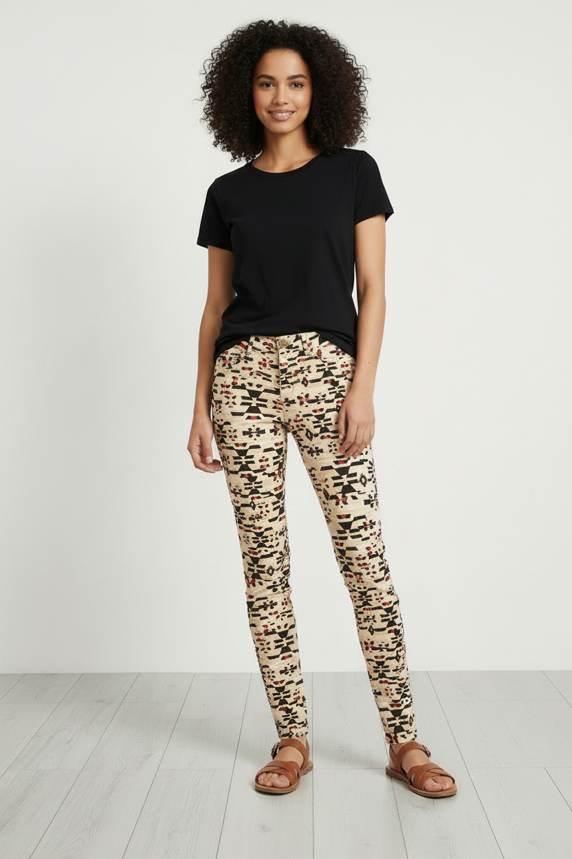 H&M Geometric Patterned Skinny Trousers Size 38 UK 10 — 10