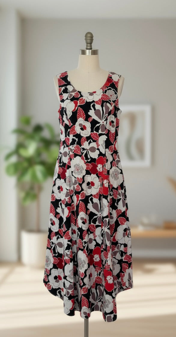 Tu Sleeveless Linen Viscose Midi Shift Dress Size 12