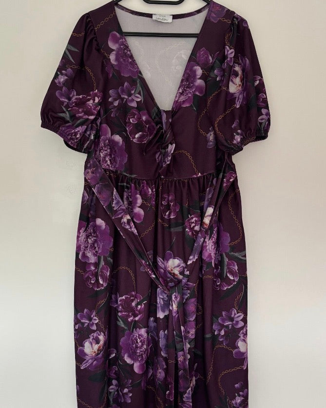Yours London Short Sleeve V-Neck Belted Midi Dress Size 18 — 18