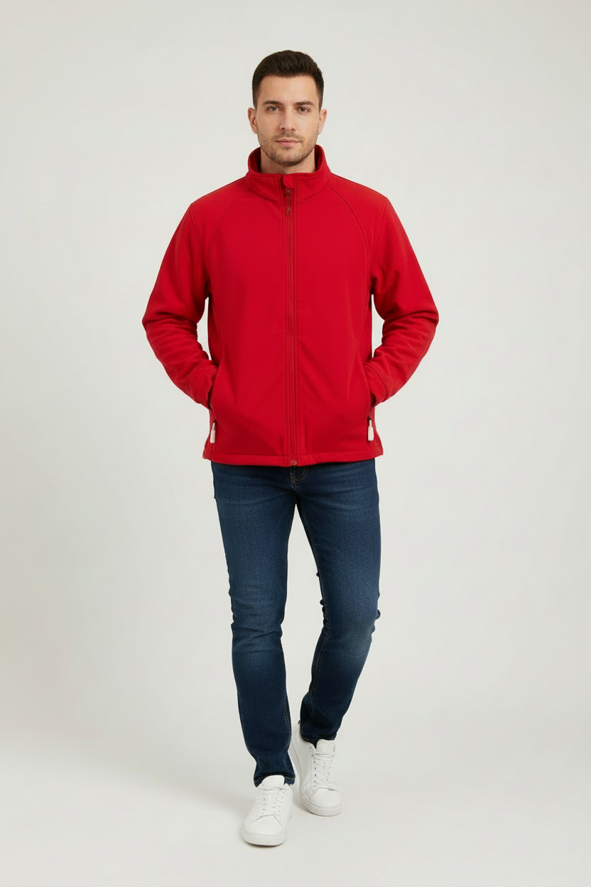 Men's The 2786 Soft Shell Jacket Cadet Collar Red Jacket Windbreaker Size M