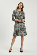 Women's Tu 3/4 Sleeve Length Grey Floral Casual Swing Dress New Size 8