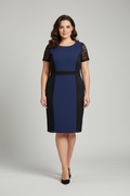 Women's Matalan Papaya Guestlist Dark Blue Navy Lace Dress Lined Size 14