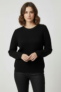 Tu Long Sleeve Black Acrylic Jumper Sweater Buttons Detailed Size 16