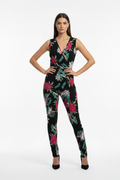 B. You Sleeveless Wrap V-Neck Jumpsuit Black Floral Size 10