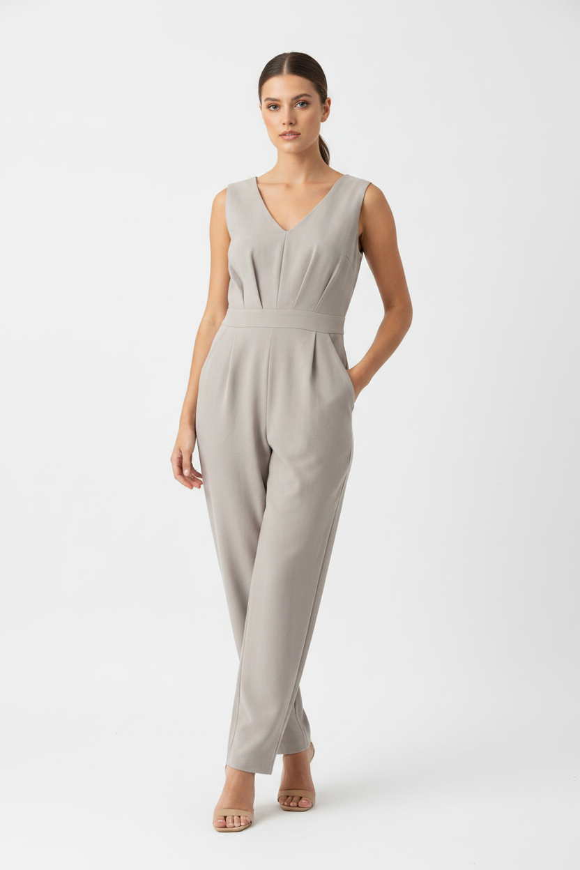 Miss Selfridge Sleeveless Jumpsuit Tie Neck On Back With Pockets Size 12
