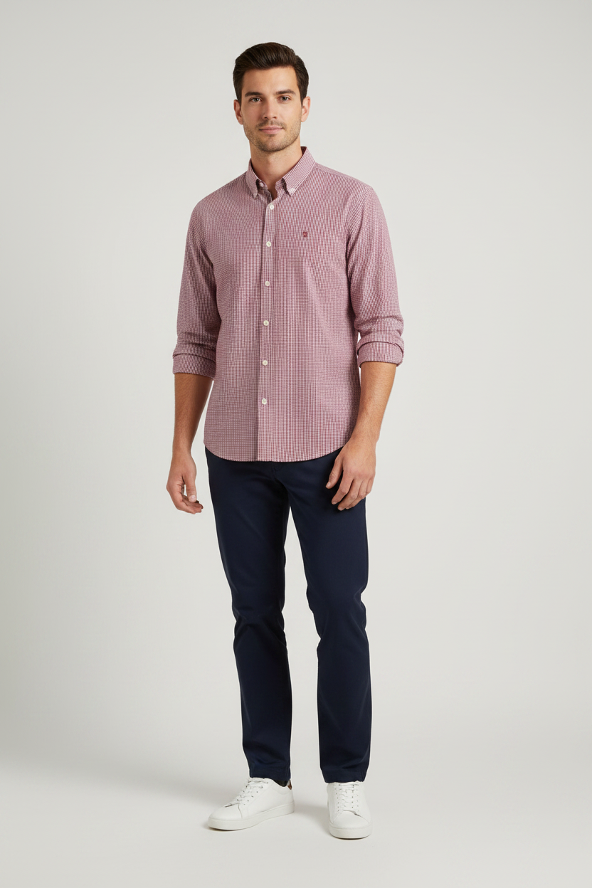 Cottonfield Long Sleeve Collared Button-Up Shirt Check Pattern Size M