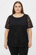 Nouvelle Collection Short Sleeve Black Lace Lined Blouse No Size Fit 20