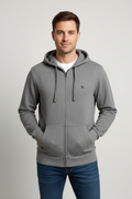 Men's Jack Wills Long Sleeve Hooded Zip-Up Jumper Cotton Grey Size L