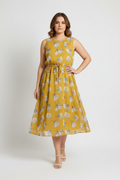 Topshop Sleeveless Yellow Floral Summer Dress Lined Size 16