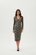Next Long Sleeve V-Neck Lace Party Occassion Midi Dress Lined Size 6