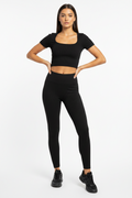Women's Asos 4505 2-Pieces Set Outfit Crop Top Leggings Black New Size XS
