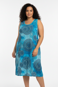 Women's Fashion Sleeveless Blue Patterned Summer Beach Style Dress One Size16/18