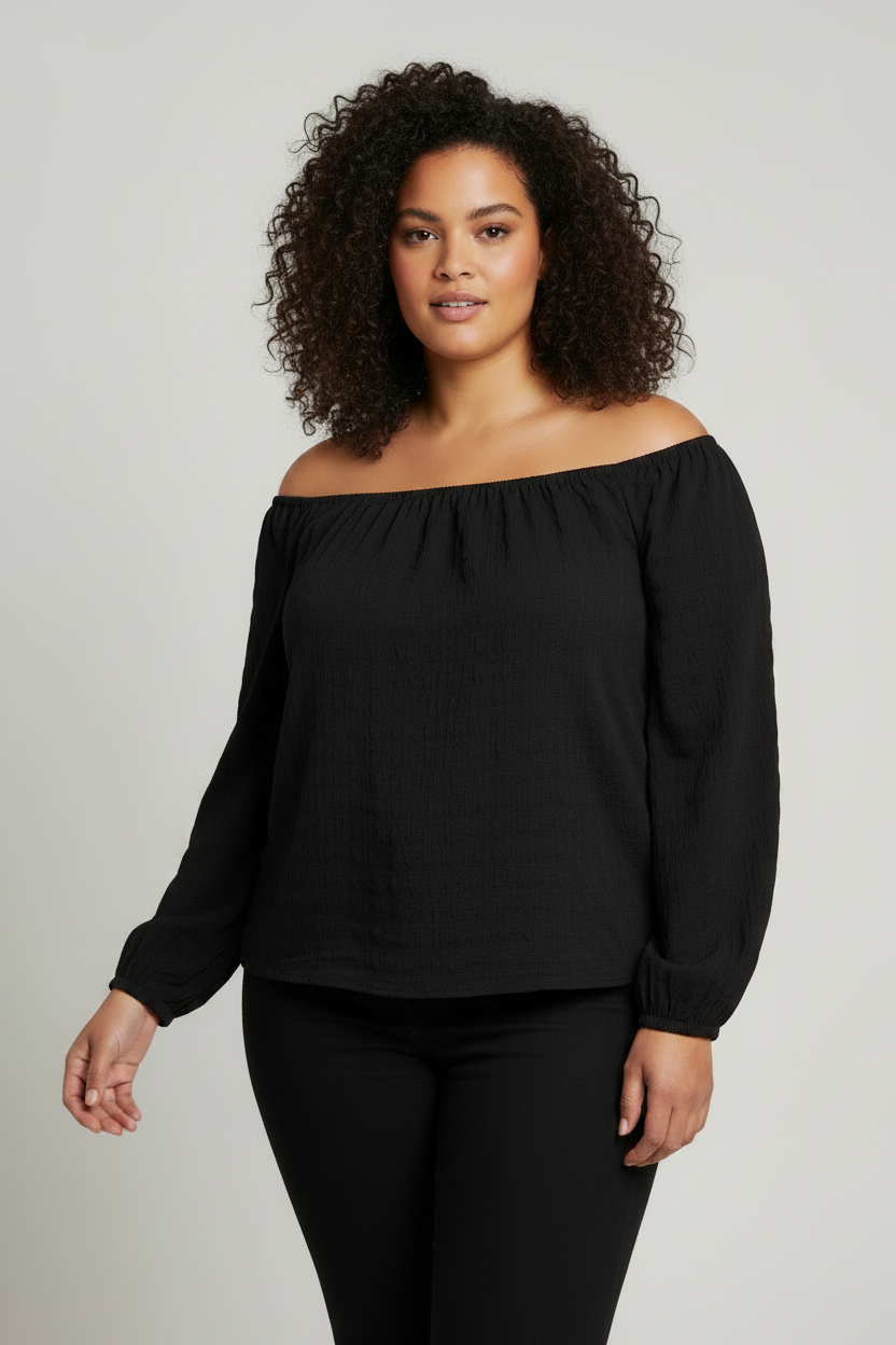 Women's F&F Long Sleeve Textured Blouse Black Brand New Size 18