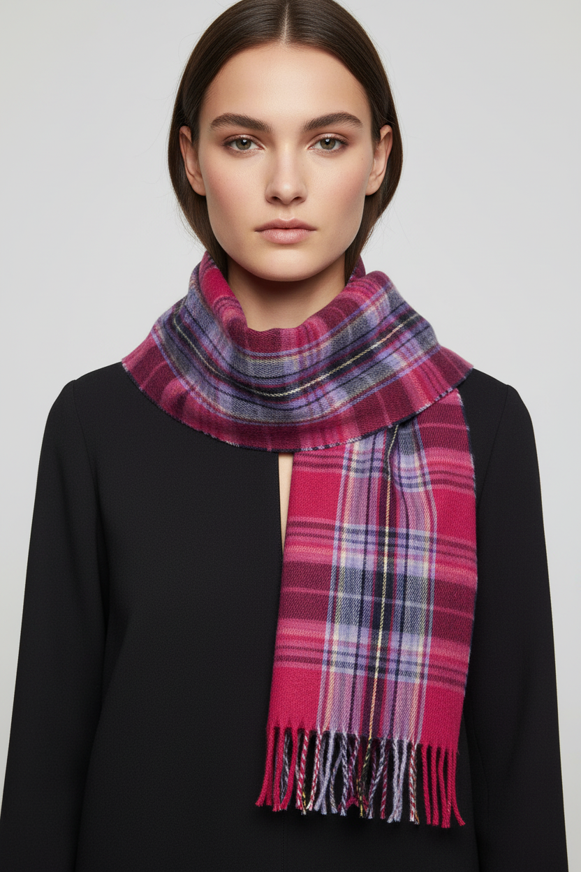 Men's Women's James Pringle Weavers Furlong Fushia Scarf 100% Acrylic One Size