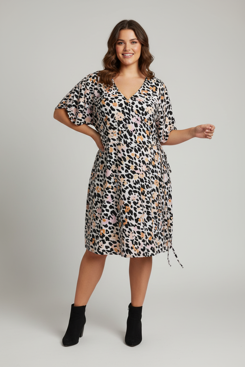 Primark Short Sleeve Full Front Buttons V-Neck Dress Belted Size 18