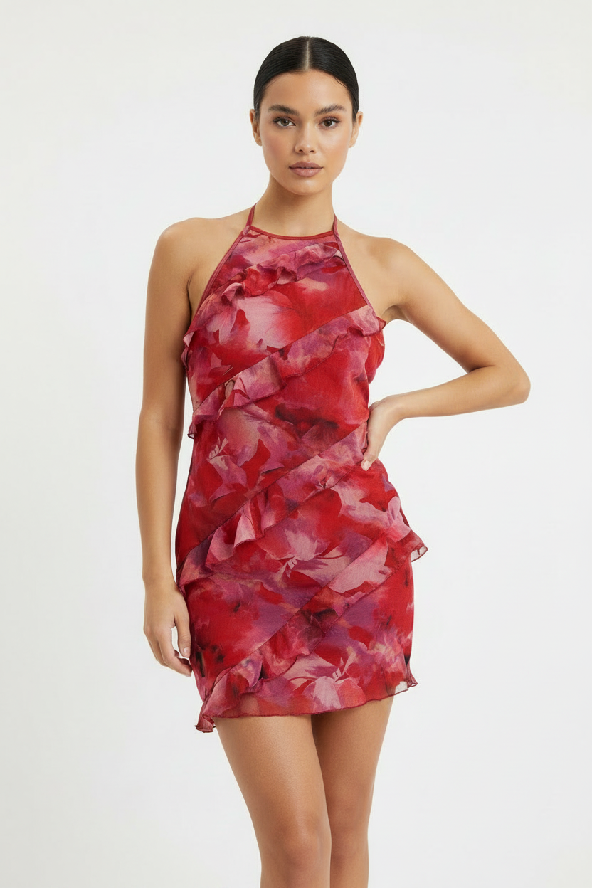 Women's Unbranded Open Back Red Lined Sexy Mini Bodycon Dress Size M