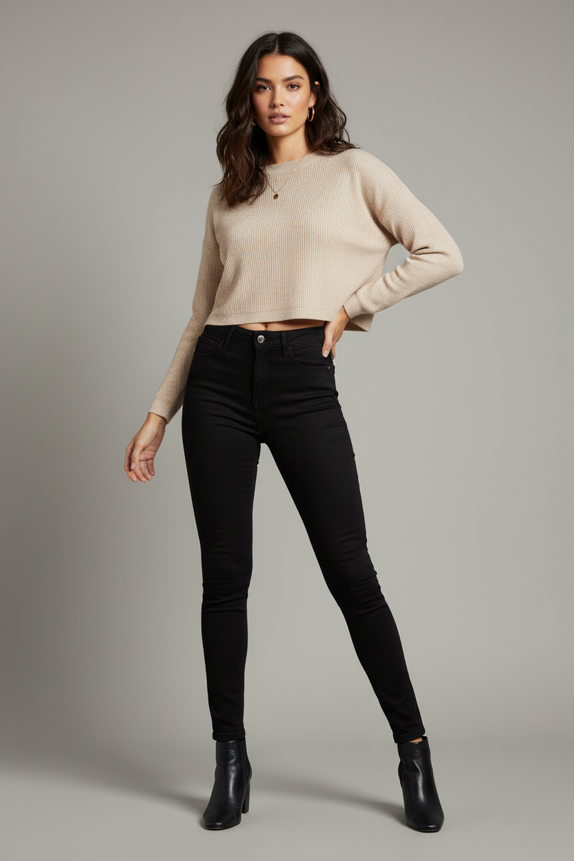 River Island High Rise Skinny Sculpt Jeans Black Denim New Size UK 10 R
