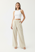 Women's New Collection High Waisted Wide Leg Cargo Style Trousers One Size For 8