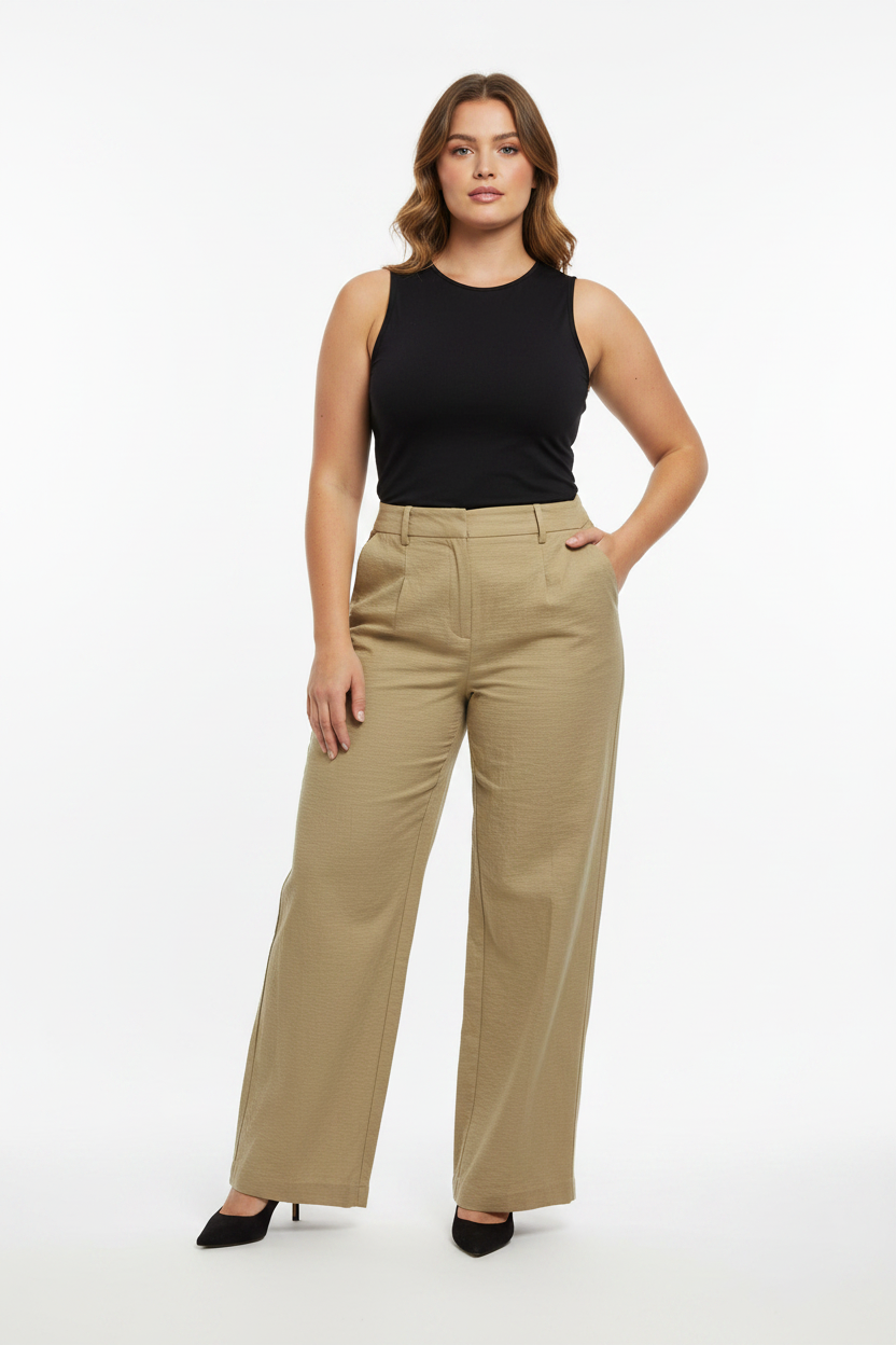 Women's H&M Linen Blend Front Pockets Wide Leg Trousers Size EUR 40 UK 12
