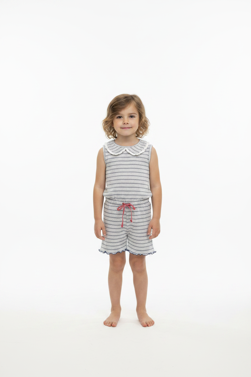 Girls Lilly & Sid Brand New Stripped Playsuit Summer Size 5-6 Years