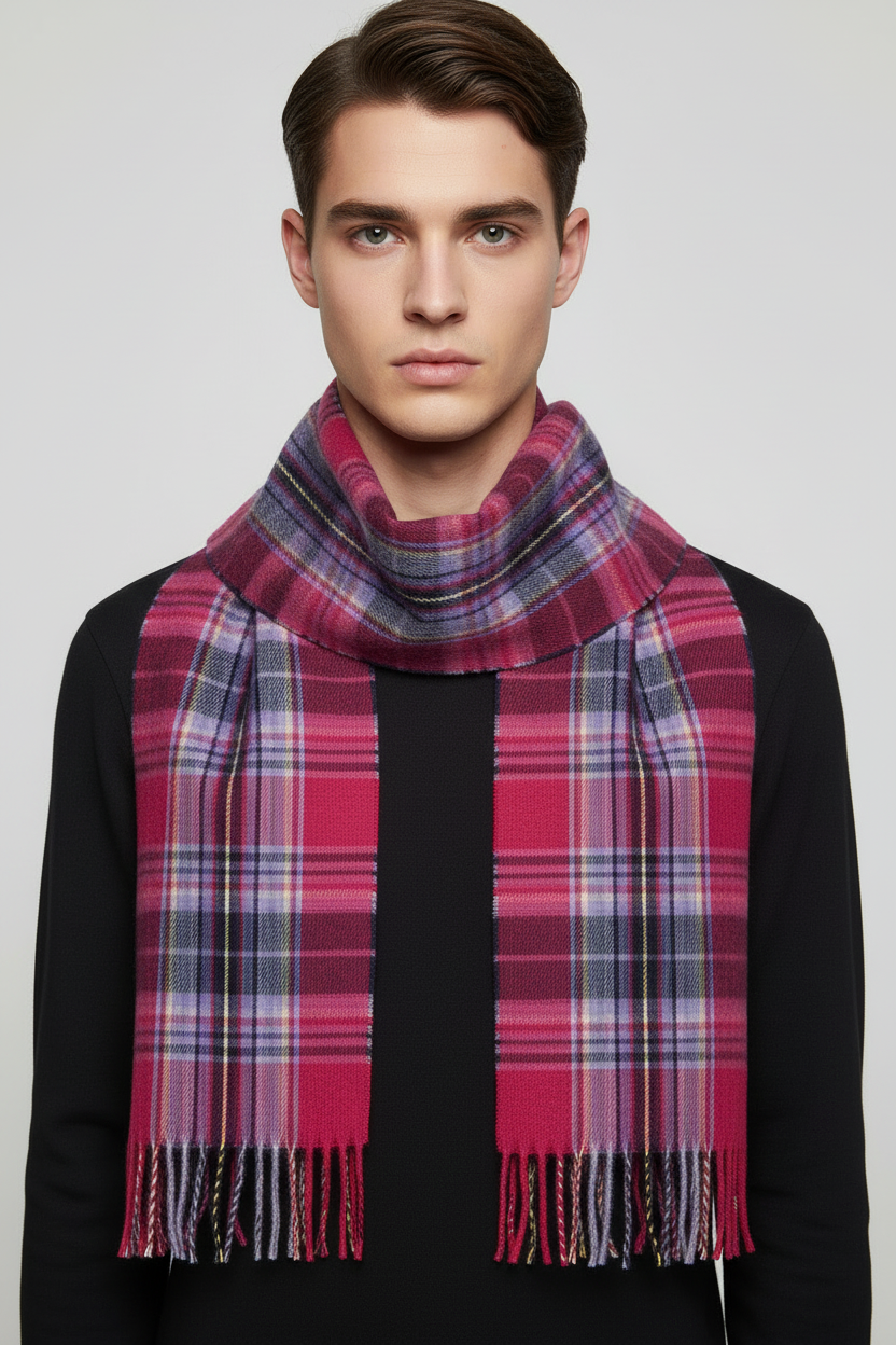 Men's Women's James Pringle Weavers Furlong Fushia Scarf 100% Acrylic One Size