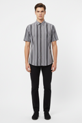 Marks & Spencer Blue Harbour Short Sleeve Grey Striped Shirt Size S