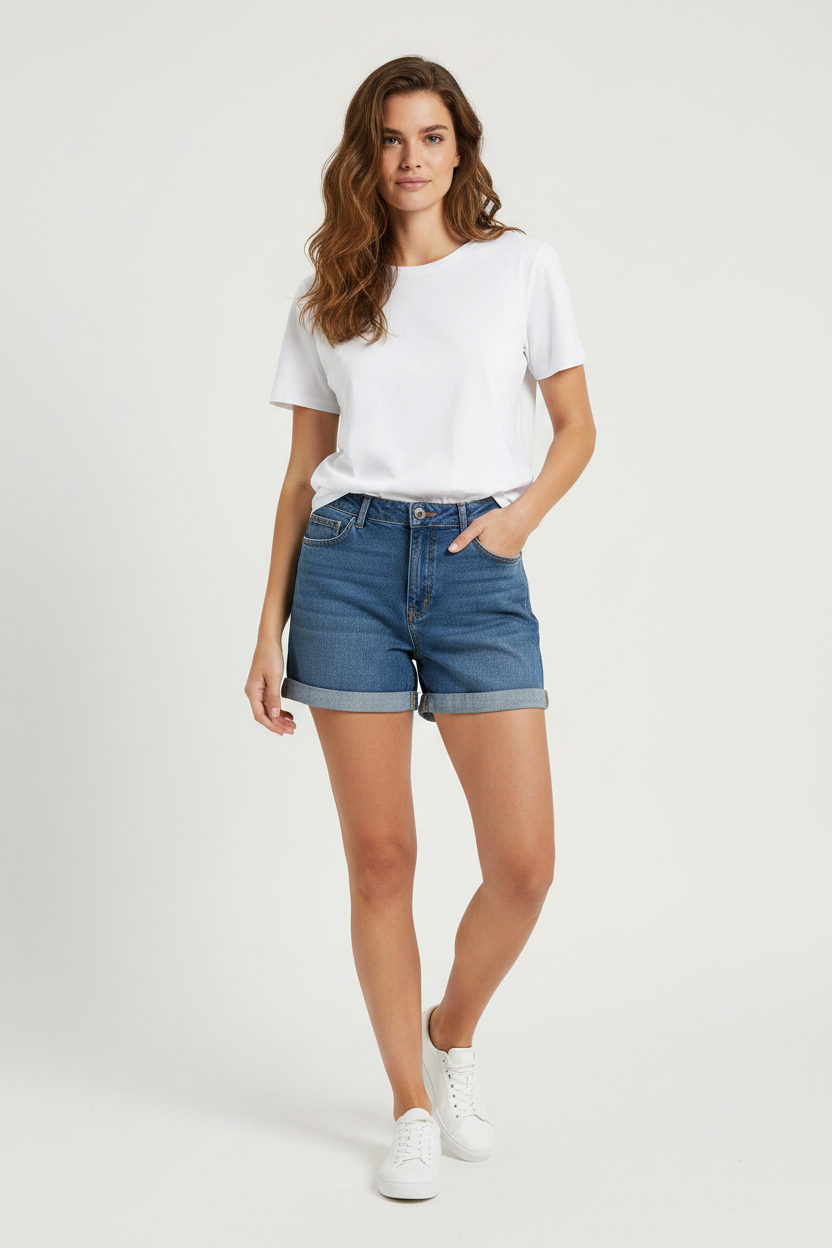 Women's Noisy May Medium Blue Denim Shorts Loose Fit Brand New Size XL