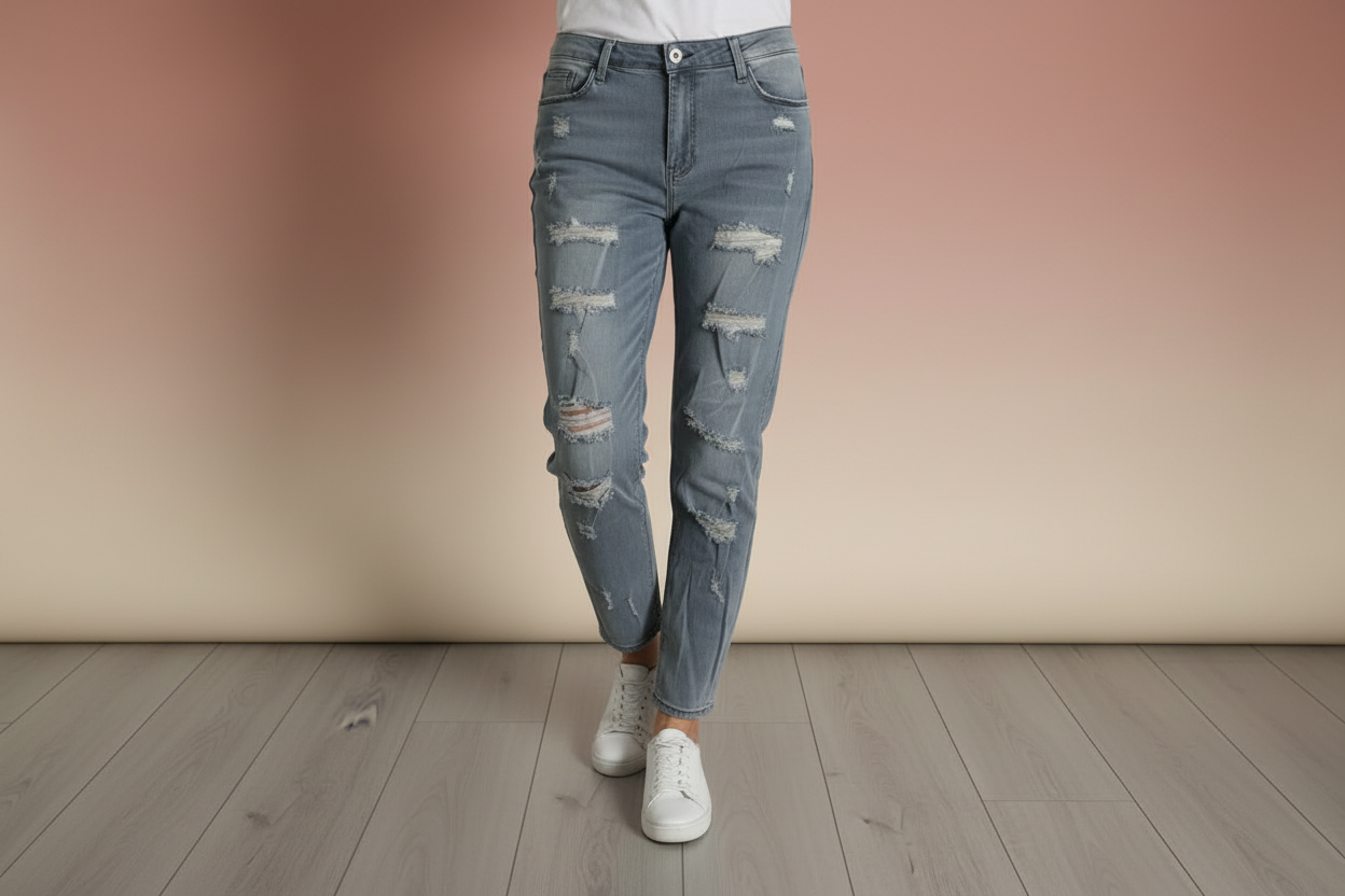 Women's Light Blue Ripped Jeans Size XL