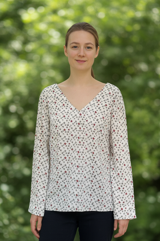 Next Long Sleeve V-Neck Stars Print Blouse Size 16 — 16