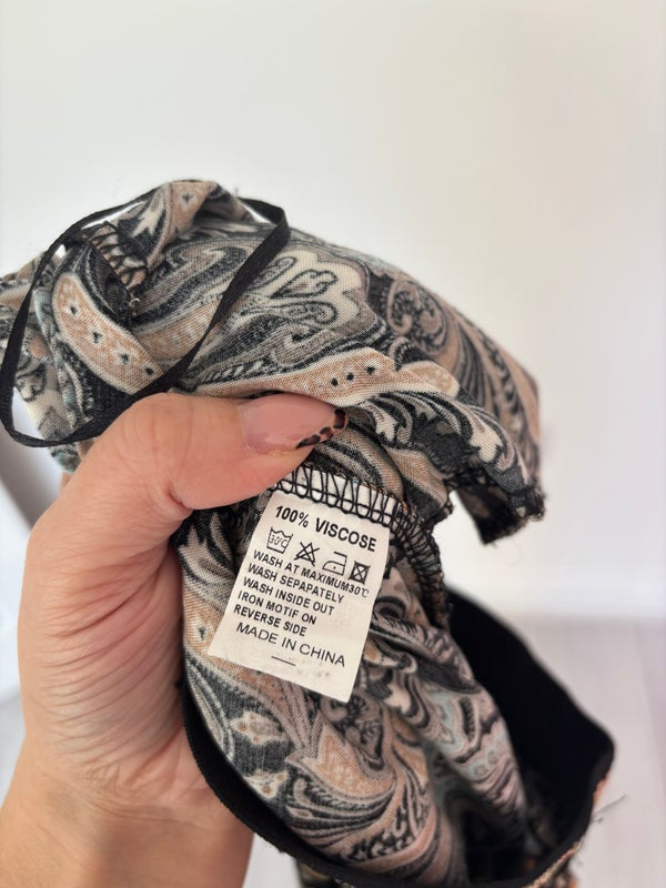 Mizumi Patterned Harem Trousers Jewelled Elastic Waist Size M/L — M/L
