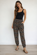 Mizumi Patterned Harem Trousers Jewelled Elastic Waist Size M/L — M/L