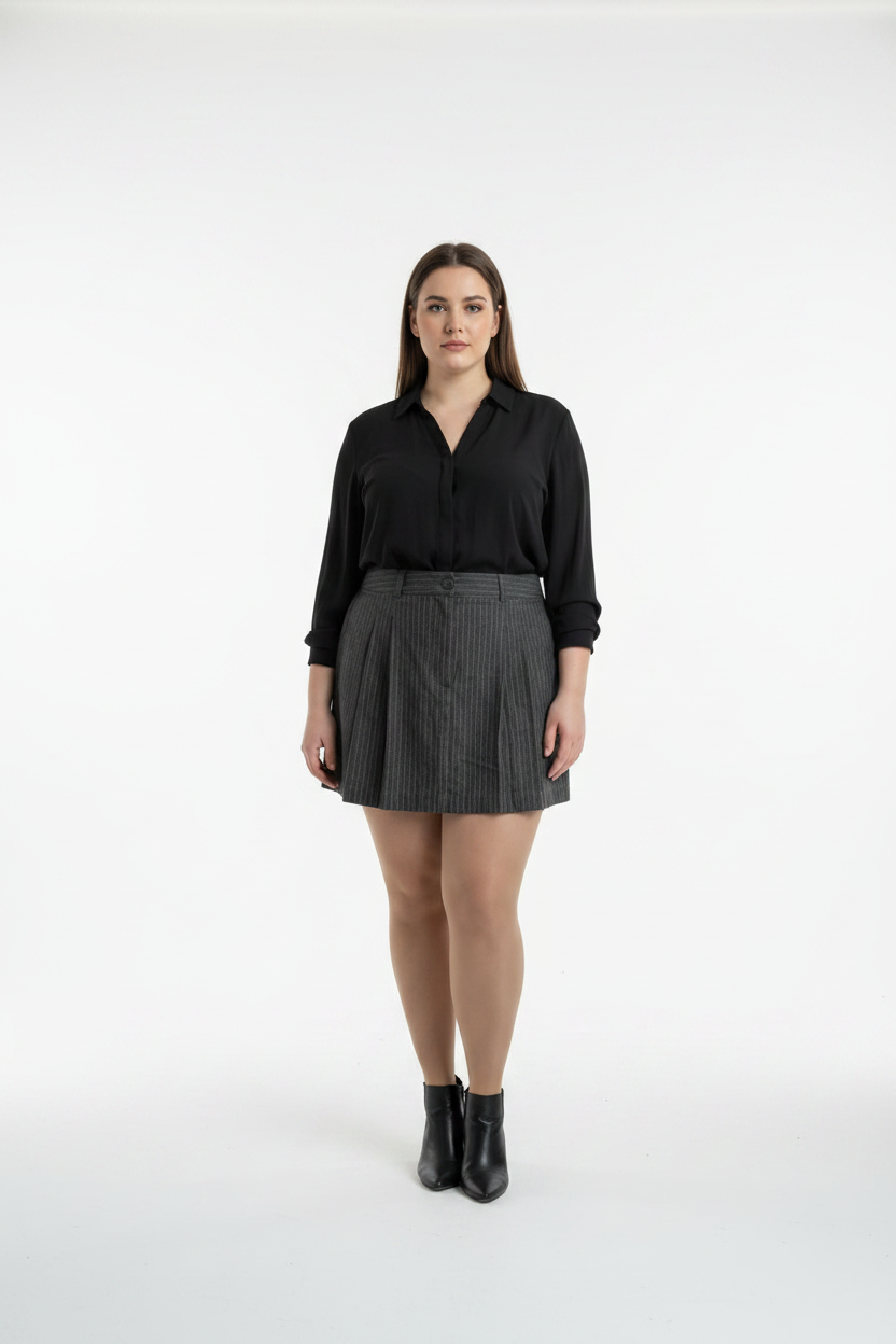 Women's Primark Grey Striped Mini Skirt Viscose Polyester Size UK 20