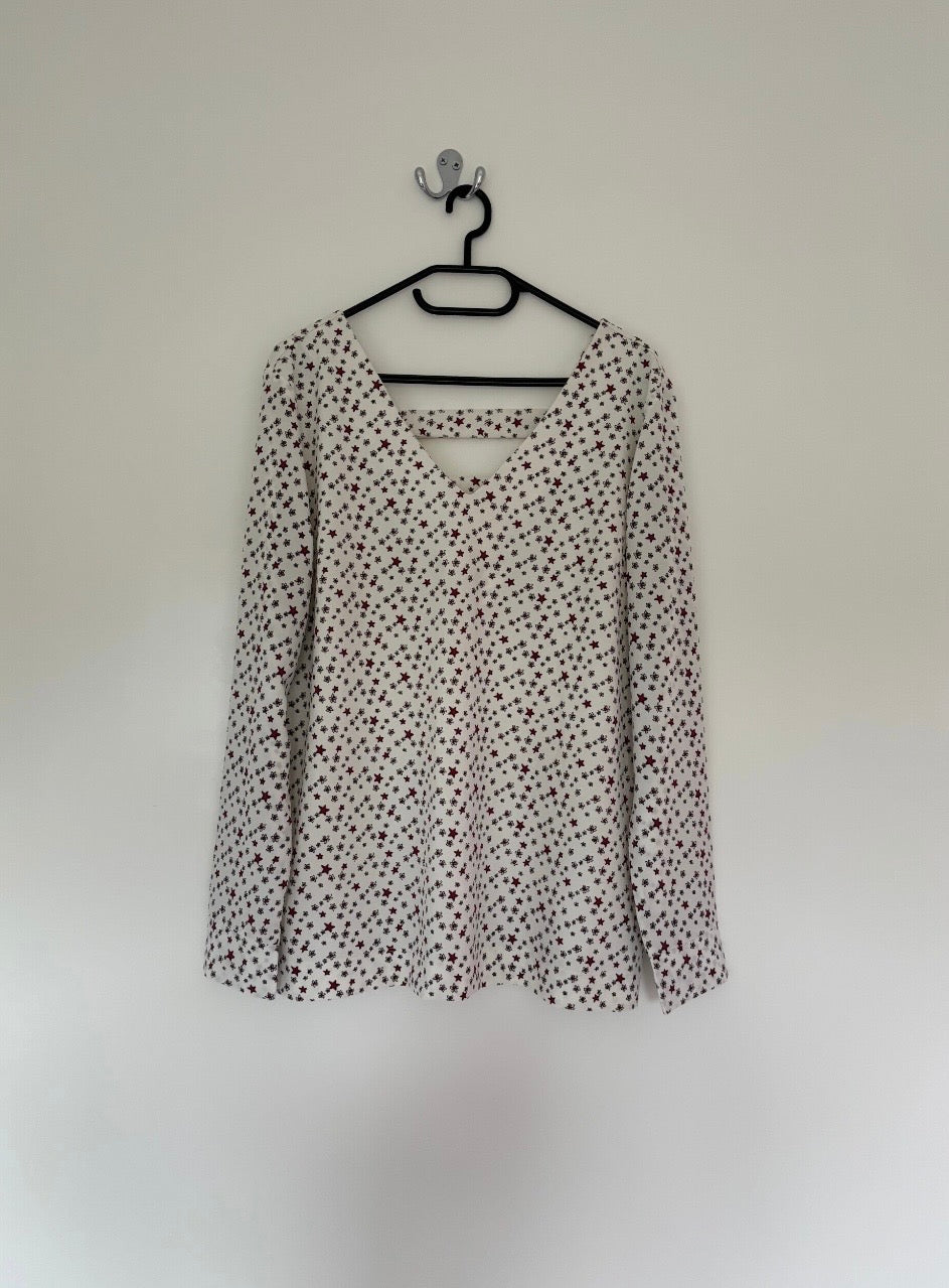 Next Long Sleeve V-Neck Stars Print Blouse Size 16 — 16