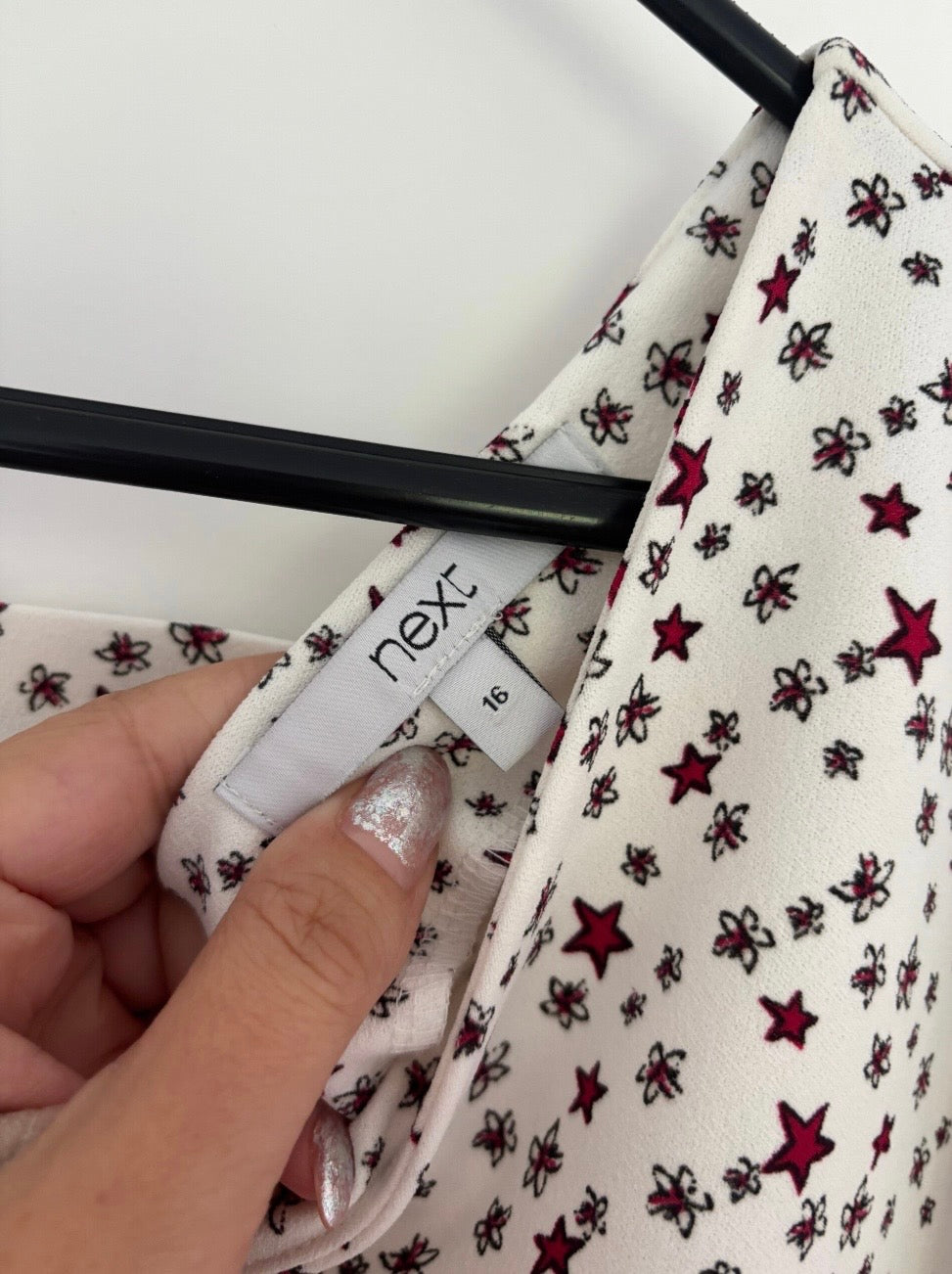 Next Long Sleeve V-Neck Stars Print Blouse Size 16 — 16