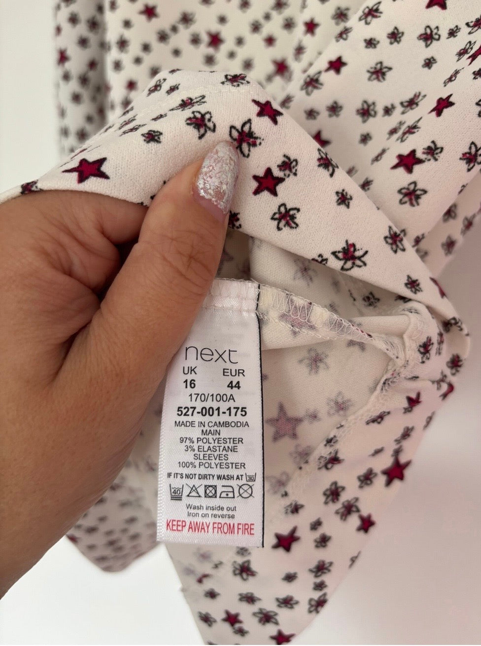 Next Long Sleeve V-Neck Stars Print Blouse Size 16 — 16
