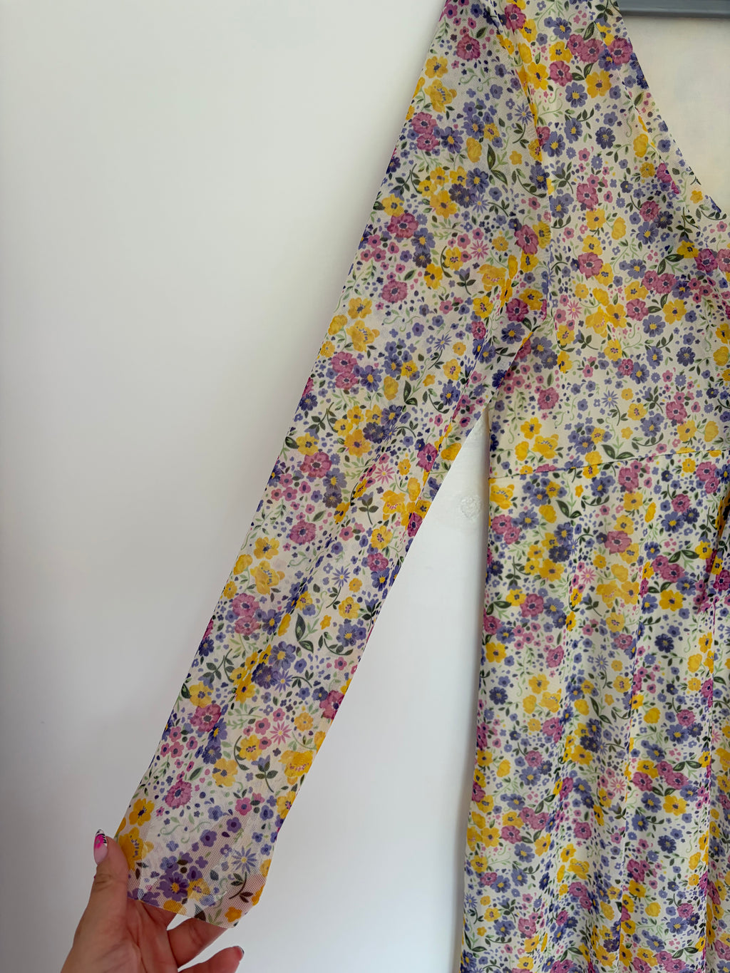 Nutmeg Long Sleeve Multi Floral Midi Dress Lined