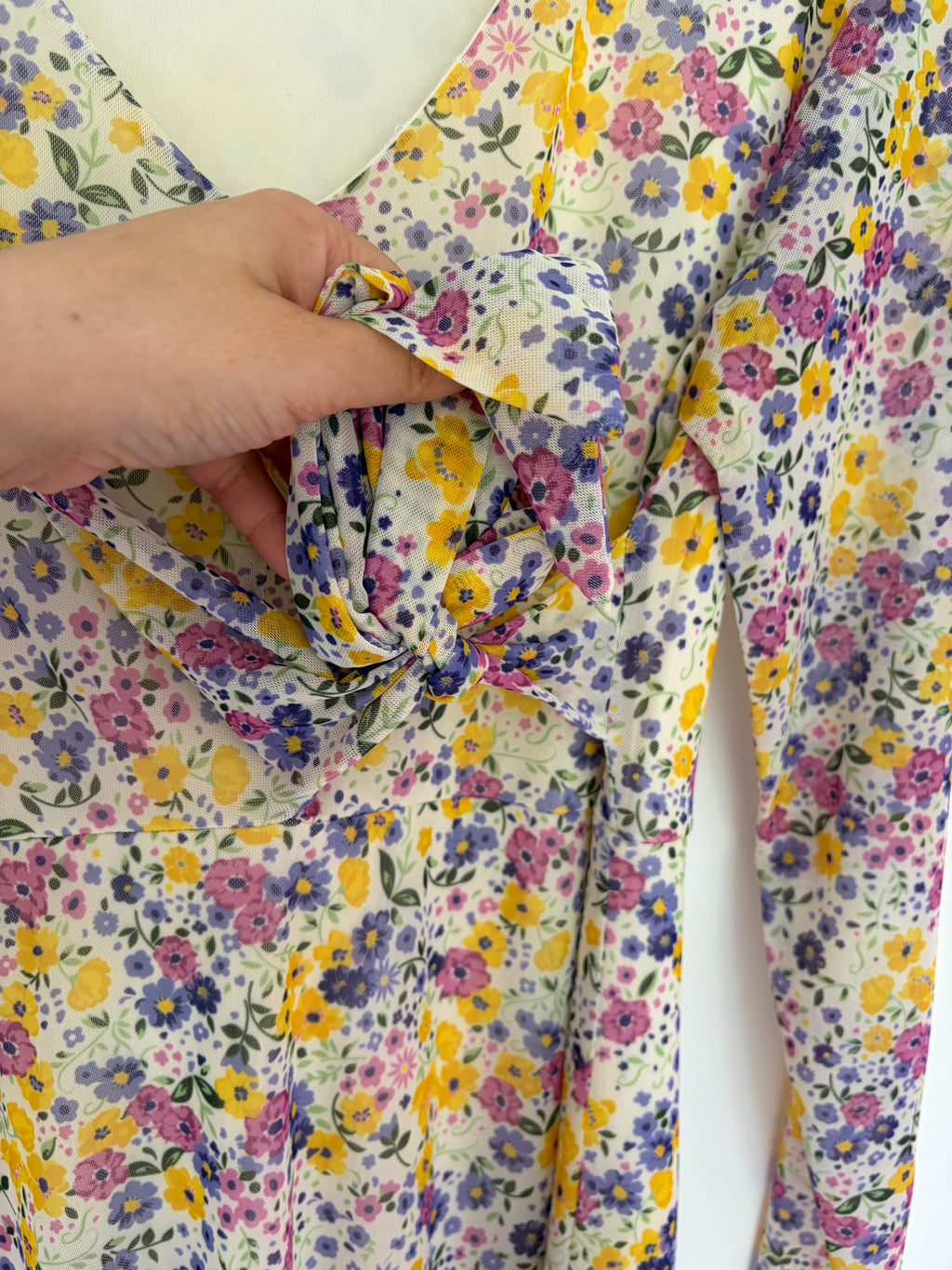 Nutmeg Long Sleeve Multi Floral Midi Dress Lined
