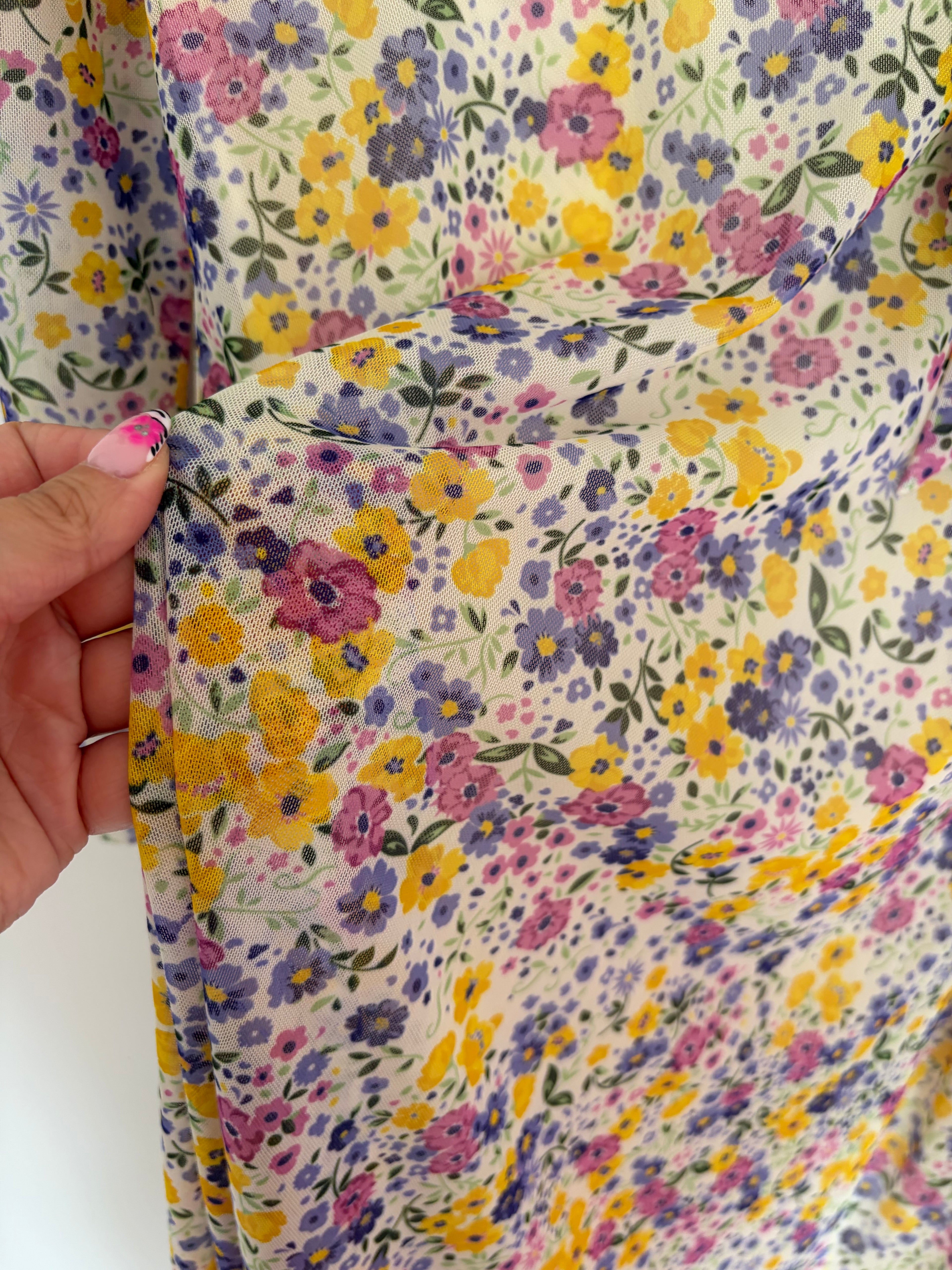 Nutmeg Long Sleeve Multi Floral Midi Dress Lined