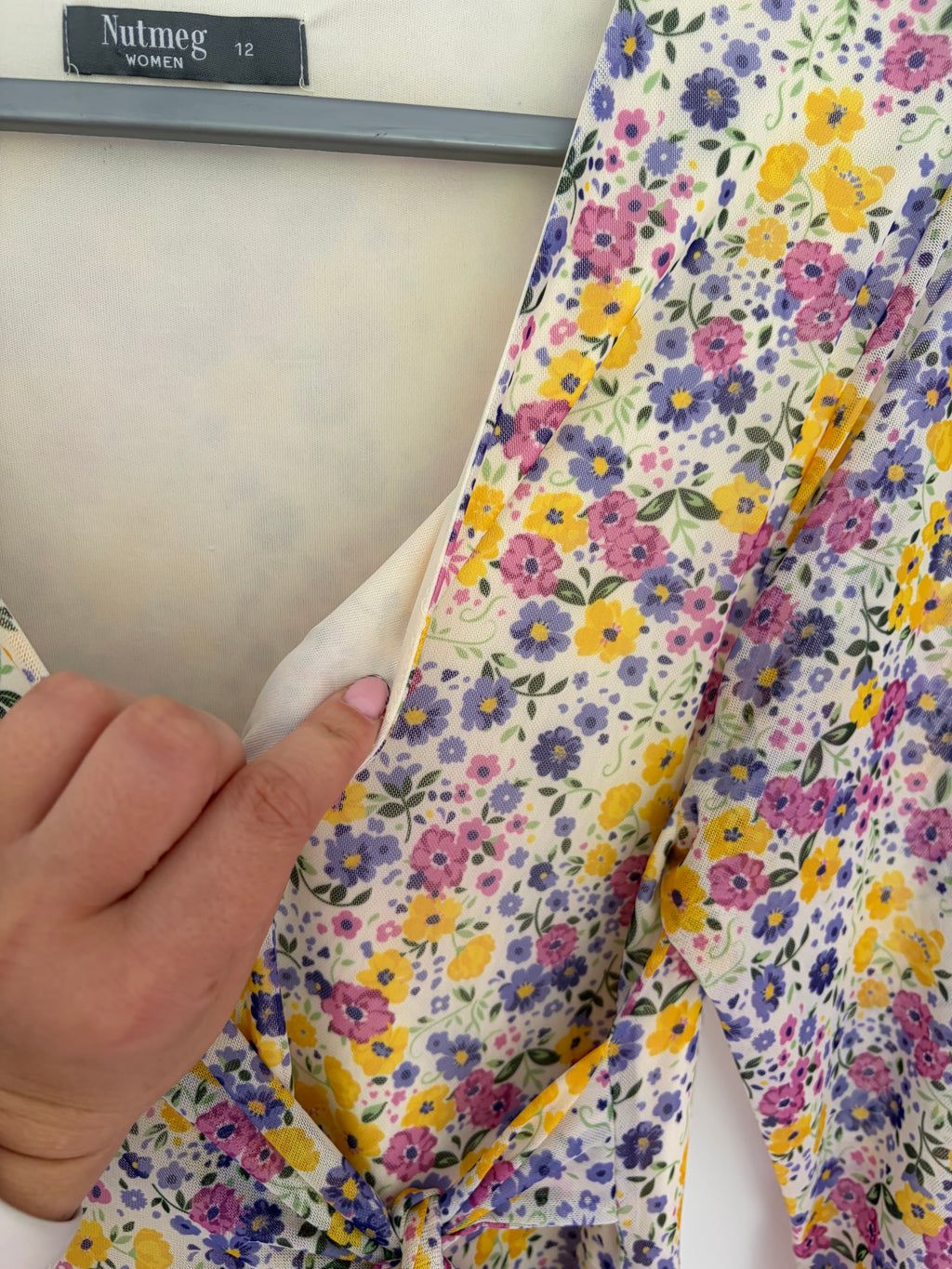 Nutmeg Long Sleeve Multi Floral Midi Dress Lined