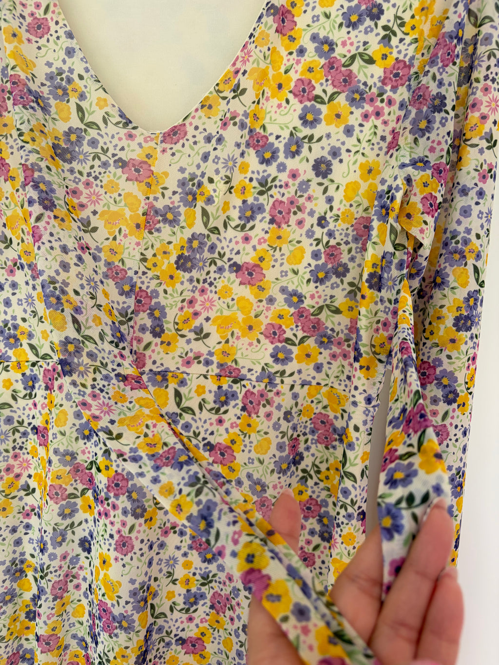 Nutmeg Long Sleeve Multi Floral Midi Dress Lined