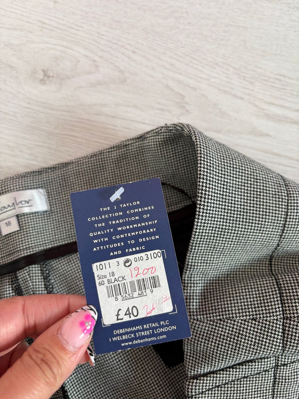 Debenhams J. Taylor Patterned Tailored Suit Style Trousers Black