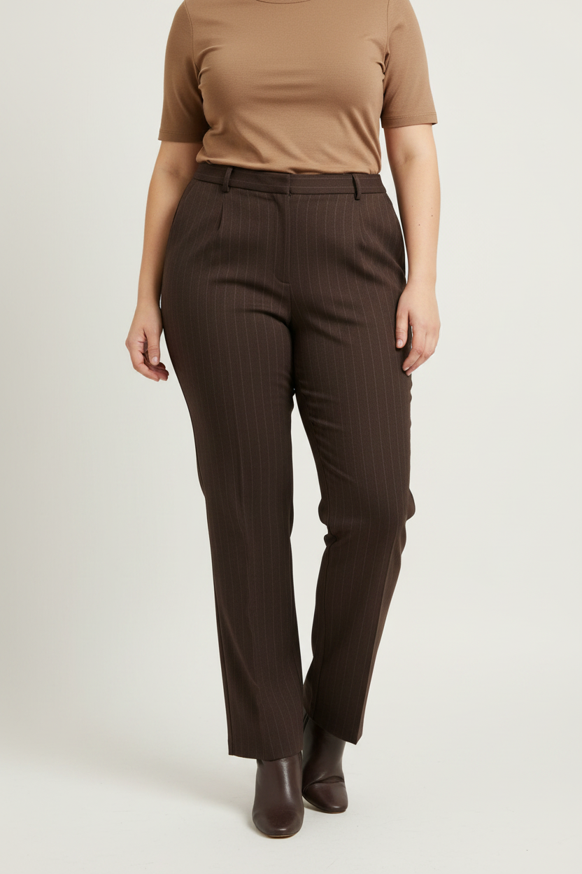 Marks & Spencer Brown Cocoa Straight Leg Tailored Trousers