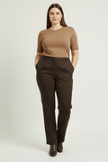Marks & Spencer Brown Cocoa Straight Leg Tailored Trousers