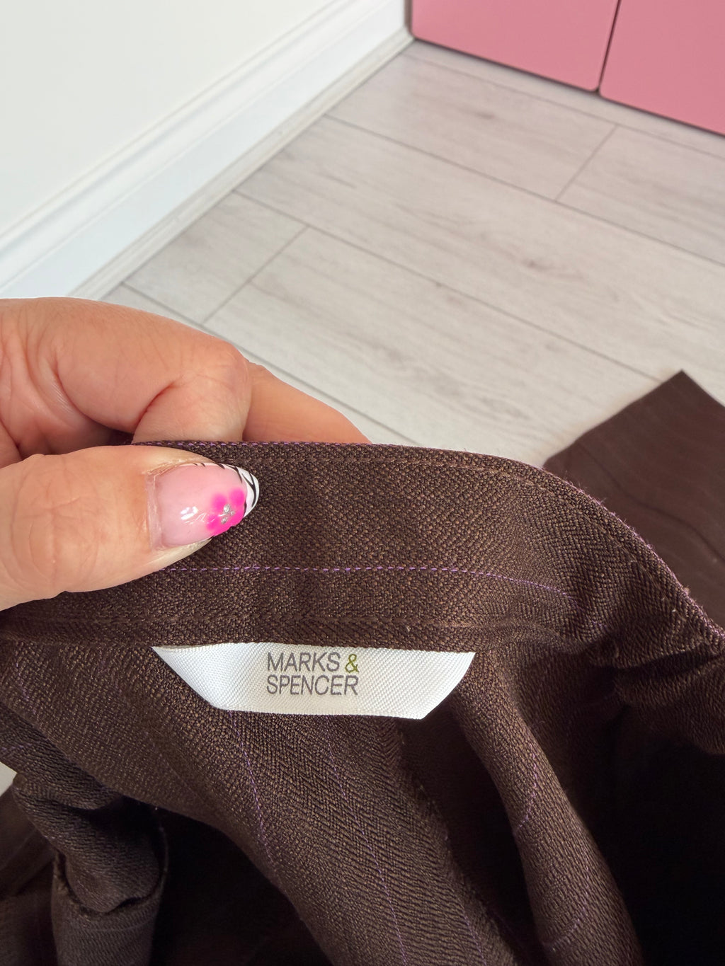 Marks & Spencer Brown Cocoa Straight Leg Tailored Trousers