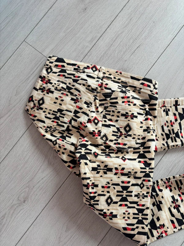 H&M Geometric Patterned Skinny Trousers Size 38 UK 10 — 10