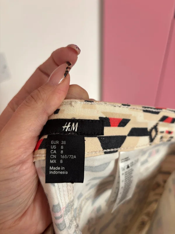 H&M Geometric Patterned Skinny Trousers Size 38 UK 10 — 10