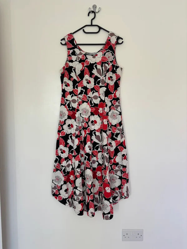 Tu Sleeveless Linen Viscose Midi Shift Dress Size 12