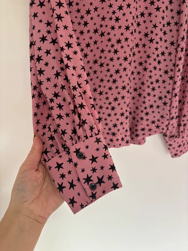 M&S Collection Long Sleeve Stars Patterned Blouse Size 8