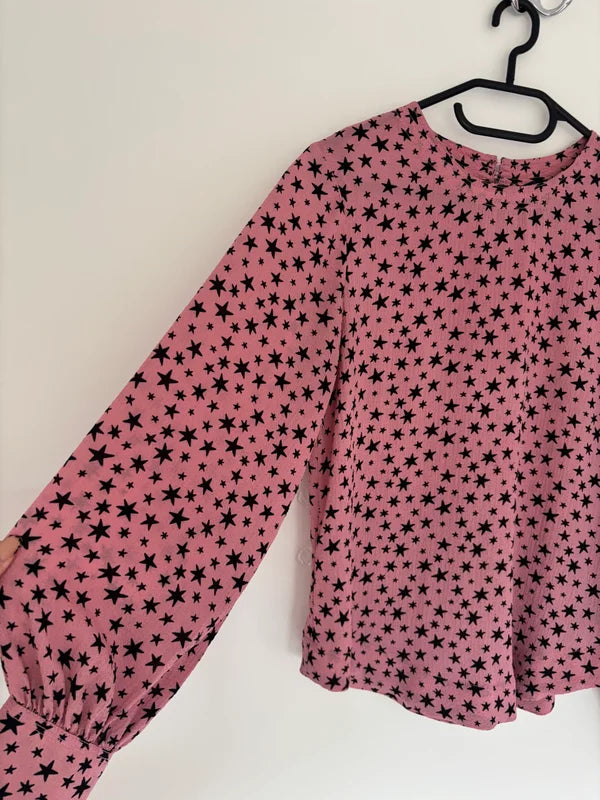 M&S Collection Long Sleeve Stars Patterned Blouse Size 8