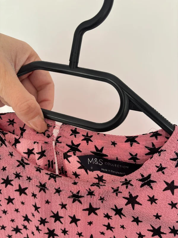 M&S Collection Long Sleeve Stars Patterned Blouse Size 8